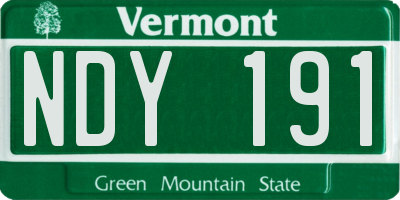 VT license plate NDY191