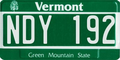 VT license plate NDY192