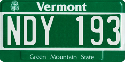 VT license plate NDY193