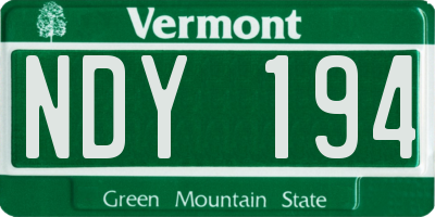 VT license plate NDY194