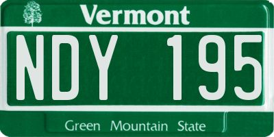 VT license plate NDY195