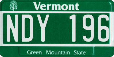 VT license plate NDY196