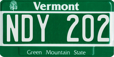 VT license plate NDY202