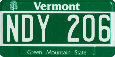 VT license plate NDY206