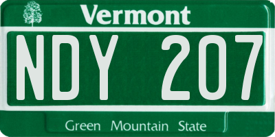 VT license plate NDY207