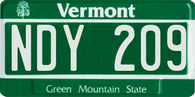 VT license plate NDY209