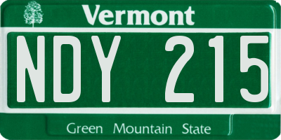 VT license plate NDY215