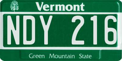 VT license plate NDY216
