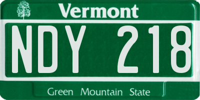 VT license plate NDY218