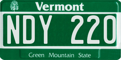 VT license plate NDY220