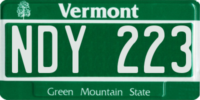 VT license plate NDY223