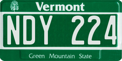 VT license plate NDY224