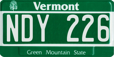 VT license plate NDY226
