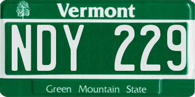 VT license plate NDY229