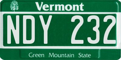 VT license plate NDY232