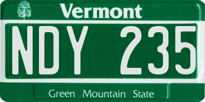 VT license plate NDY235