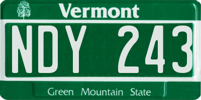 VT license plate NDY243