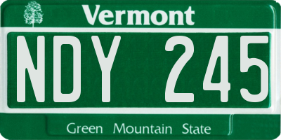 VT license plate NDY245