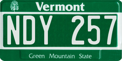 VT license plate NDY257