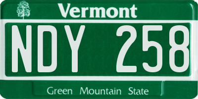 VT license plate NDY258