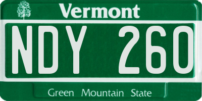 VT license plate NDY260
