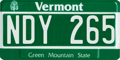 VT license plate NDY265