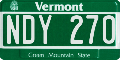 VT license plate NDY270