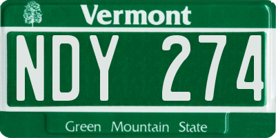 VT license plate NDY274