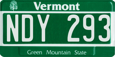 VT license plate NDY293