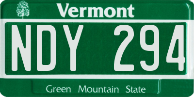 VT license plate NDY294