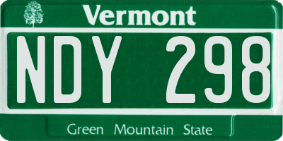VT license plate NDY298