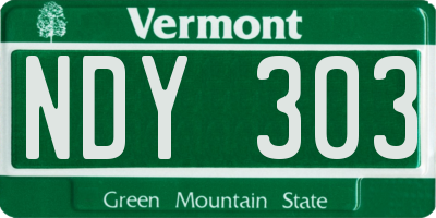 VT license plate NDY303