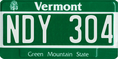 VT license plate NDY304