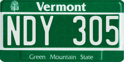 VT license plate NDY305