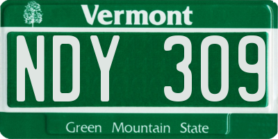 VT license plate NDY309