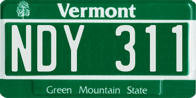 VT license plate NDY311