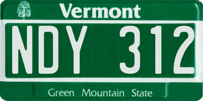 VT license plate NDY312