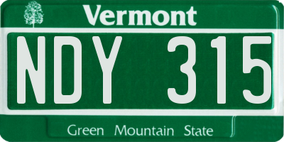 VT license plate NDY315