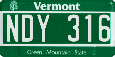 VT license plate NDY316