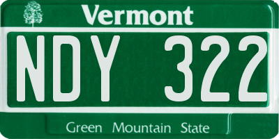 VT license plate NDY322
