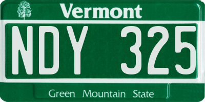 VT license plate NDY325