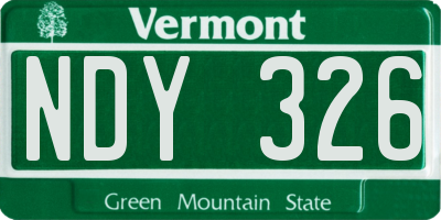 VT license plate NDY326