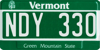 VT license plate NDY330