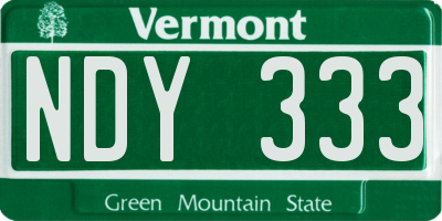 VT license plate NDY333