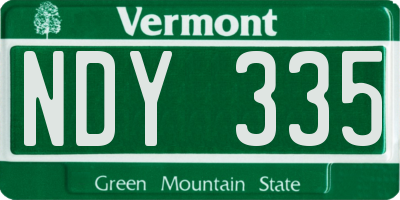VT license plate NDY335