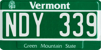 VT license plate NDY339