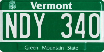 VT license plate NDY340