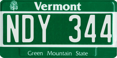 VT license plate NDY344
