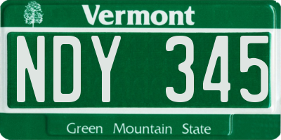 VT license plate NDY345