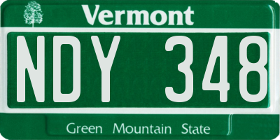 VT license plate NDY348